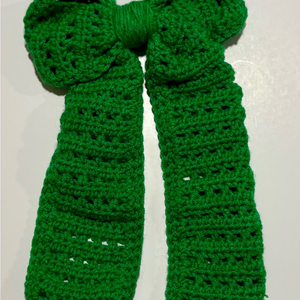 Charming Green Crochet Hair Bow for Kids